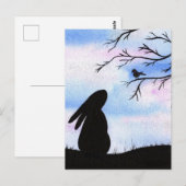 Hübsche Silhouette Bunny & Bird Postkarte (Vorne/Hinten)