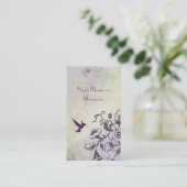 Hübsche Silhouette Hummingvogel und Blume Visitenkarte (Stehend Vorderseite)
