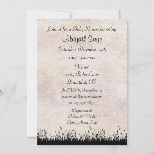 Hübsche Silhouette Mare and Foal Horse Baby Dusche Einladung (Rückseite)