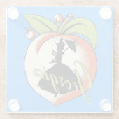 Hübsche Silhouette Süddame auf Georgia Peach Glasuntersetzer (Rückseite)
