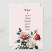 Hübsche Sitzkarte mit weißer rote Rose Einladung (Rückseite)