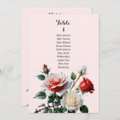 Hübsche Sitzkarte mit weißer rote Rose Einladung (Vorne/Hinten)