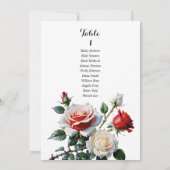 Hübsche Sitzkarte mit weißer rote Rose Einladung (Rückseite)