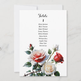Hübsche Sitzkarte mit weißer rote Rose Einladung