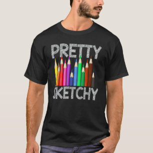 Hübsche Sketchy Fun Colored Pencils Künstler T-Shirt