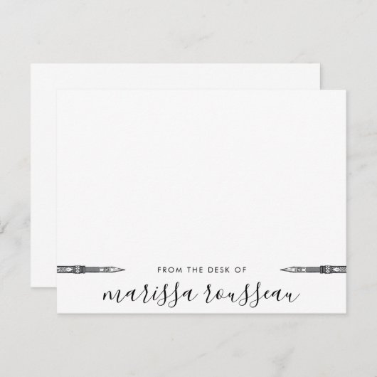 Hübsche Skriptsignatur Vintager Stift Mitteilungskarte (Vorne/Hinten)