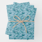 Hübsche Sky Blue Hearts Flat Wrapping Paper Sheets Geschenkpapier Set (Beispiel)
