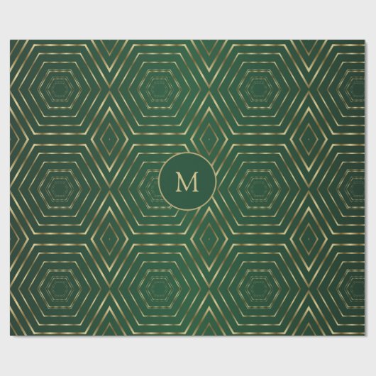 Hübsche Smaragdgrün und goldgeometrisch Geschenkpapier (Flach)