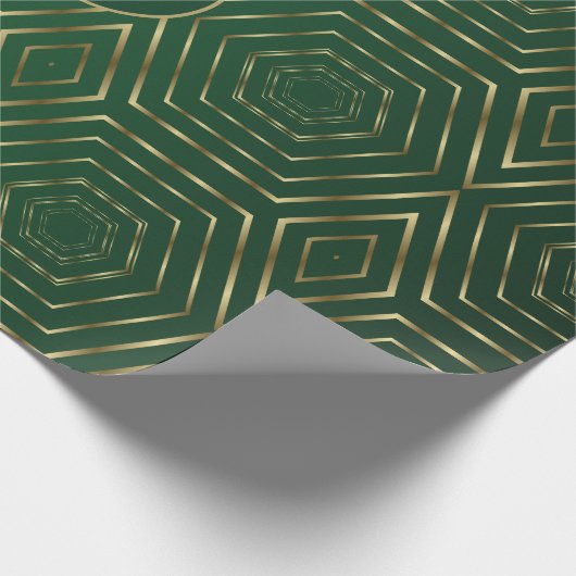 Hübsche Smaragdgrün und goldgeometrisch Geschenkpapier (Ecke)
