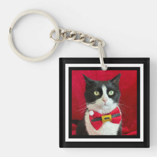 Hübsche Smoking-Katze Weihnachten  Schlüsselanhänger