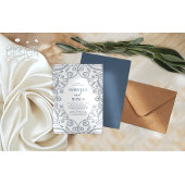 Hübsche Soft Dusty Blue Silver Floral Lace Wedding Einladung