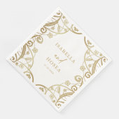 Hübsche Soft Gold Glitzer Blumenzange Hochzeit Serviette (Ecke)