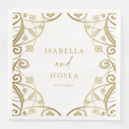 Hübsche Soft Gold Glitzer Blumenzange Hochzeit Serviette