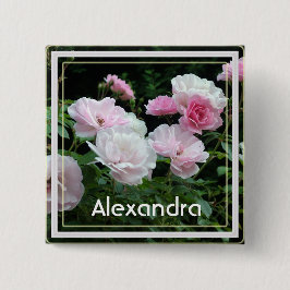 Hübsche sommerrosa Blume Name Button