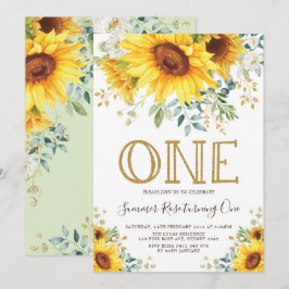Hübsche Sonnenblume 1. Geburtstag Sommergelbe Blum Einladung
