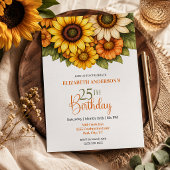 Hübsche Sonnenblume 25. Geburtstag Einladung