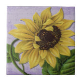Hübsche Sonnenblume auf Blatt-Musik Fliese (Vorderseite)