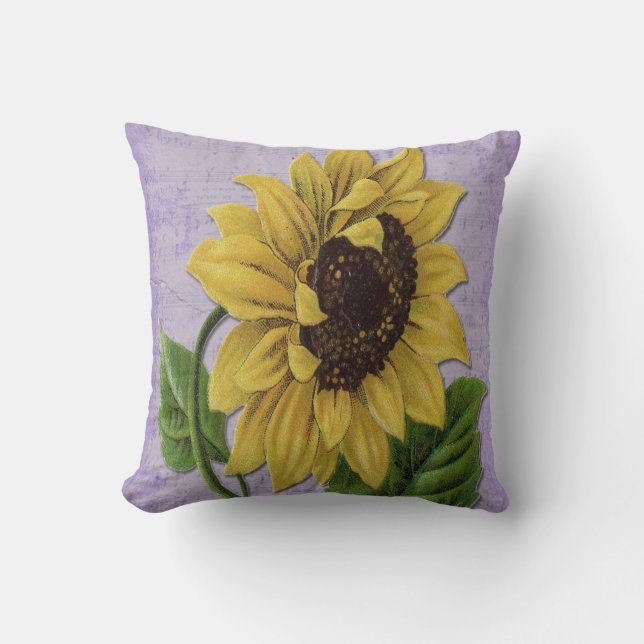 Hübsche Sonnenblume auf Blatt-Musik Kissen (Vorderseite)