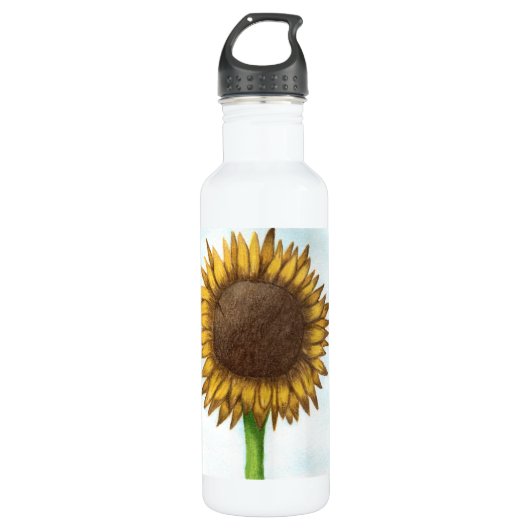 Hübsche Sonnenblume Edelstahlflasche (Vorderseite)