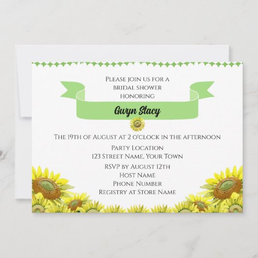 Hübsche Sonnenblume Einladung (Vorderseite)