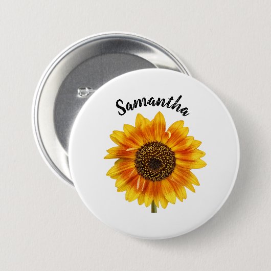 Hübsche Sonnenblume Personalisiert Button (Vorne & Hinten)