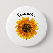 Hübsche Sonnenblume Personalisiert Button (Vorderseite)