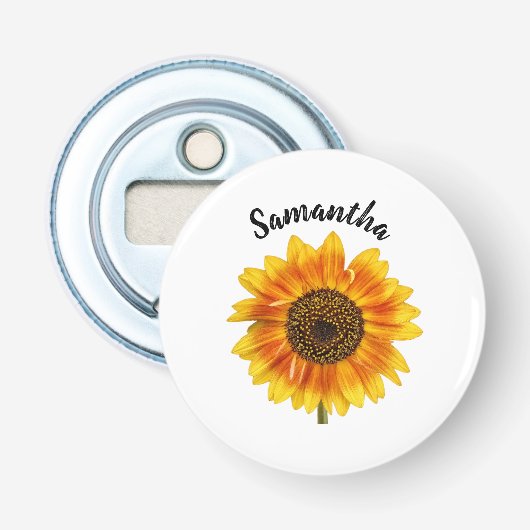 Hübsche Sonnenblume Personalisiert Flaschenöffner (Vorderseite)