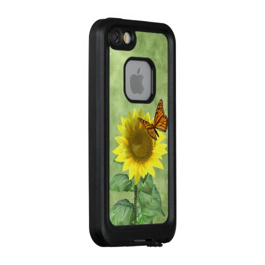 Hübsche Sonnenblume und Schmetterling LifeProof iPhone Hülle (Hinten/Rechts)