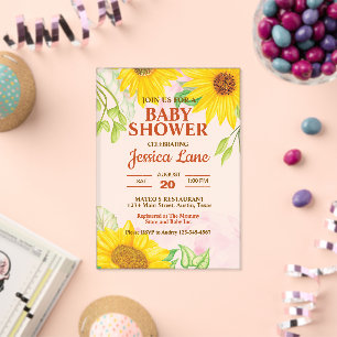 Hübsche Sonnenblumen-Baby-Party Acryleinladungen