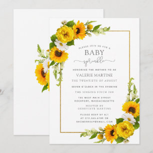 Hübsche Sonnenblumen Blütenbaby Einladung