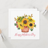 Hübsche Sonnenblumen Bouquet Muttertagskarte Karte (Vorderseite/Rückseite Beispiel)