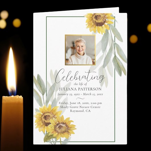 Hübsche Sonnenblumen Foto Orden Service Beerdigung Programm