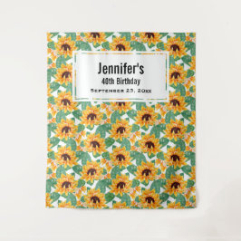 Hübsche Sonnenblumen Gelb & Grün Muster Geburtstag Wandteppich