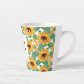 Hübsche Sonnenblumen Gelb-Grün-Muster Monogramm Milchtasse (Rechts)