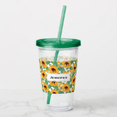 Hübsche Sonnenblumen Gelb und Grün Acryltrinkbecher (Rückseite)