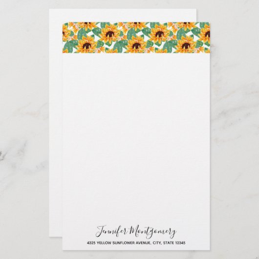 Hübsche Sonnenblumen Gelb und Grün Briefpapier (Vorne/Hinten)