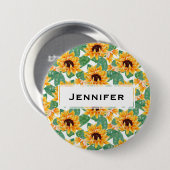 Hübsche Sonnenblumen Gelb und Grün Button (Vorne & Hinten)