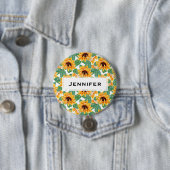 Hübsche Sonnenblumen Gelb und Grün Button (Beispiel)