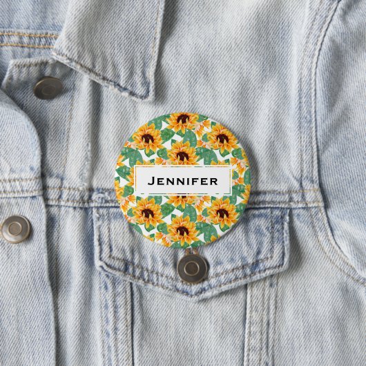 Hübsche Sonnenblumen Gelb und Grün Button (Beispiel)