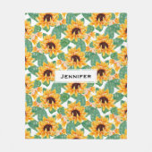 Hübsche Sonnenblumen Gelb und Grün Fleecedecke (Vorderseite)