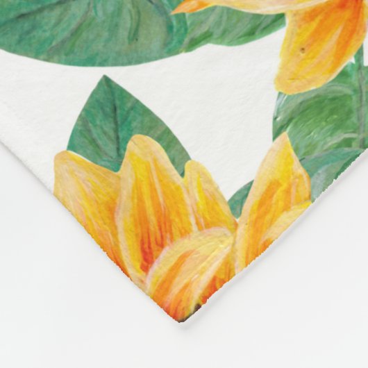 Hübsche Sonnenblumen Gelb und Grün Fleecedecke (Ecke)