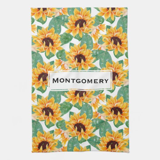 Hübsche Sonnenblumen Gelb und Grün Geschirrtuch (Vertikal)