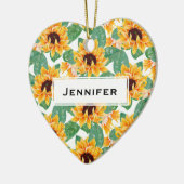 Hübsche Sonnenblumen Gelb und Grün Keramik Ornament (Links)