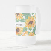Hübsche Sonnenblumen Gelb und Grün Mattglas Bierglas (VorderseiteRechts)