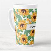 Hübsche Sonnenblumen Gelb und Grün Milchtasse (Linke Ecke)