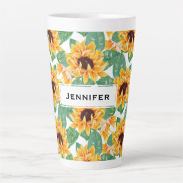 Hübsche Sonnenblumen Gelb und Grün Milchtasse