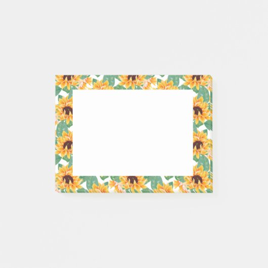 Hübsche Sonnenblumen Gelb und Grün Post-it Klebezettel (Vorderseite)