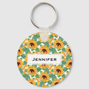Hübsche Sonnenblumen Gelb und Grün Schlüsselanhänger