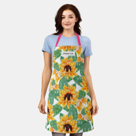 Hübsche Sonnenblumen Gelb und Grün Schürze