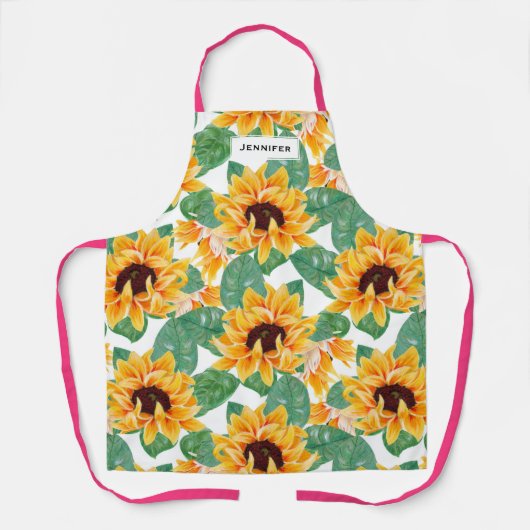 Hübsche Sonnenblumen Gelb und Grün Schürze (Vorderseite)